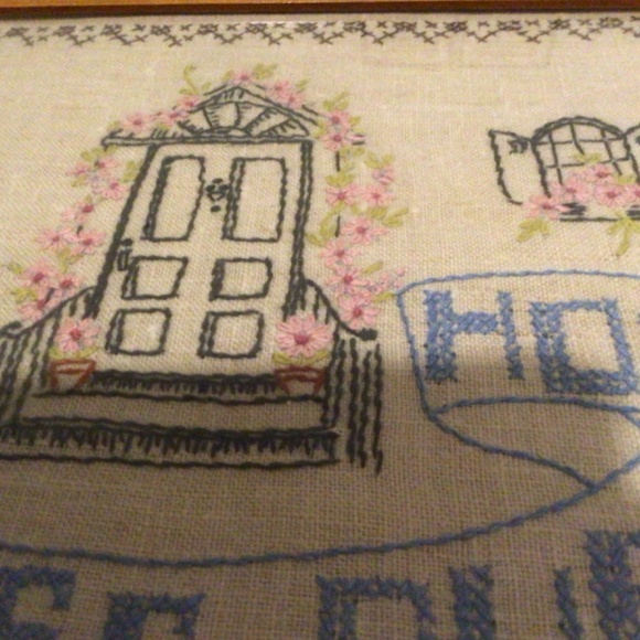 Vintage Finished Cross Stitch Framed Sampler God Bless Our Home - Picture 4 of 6